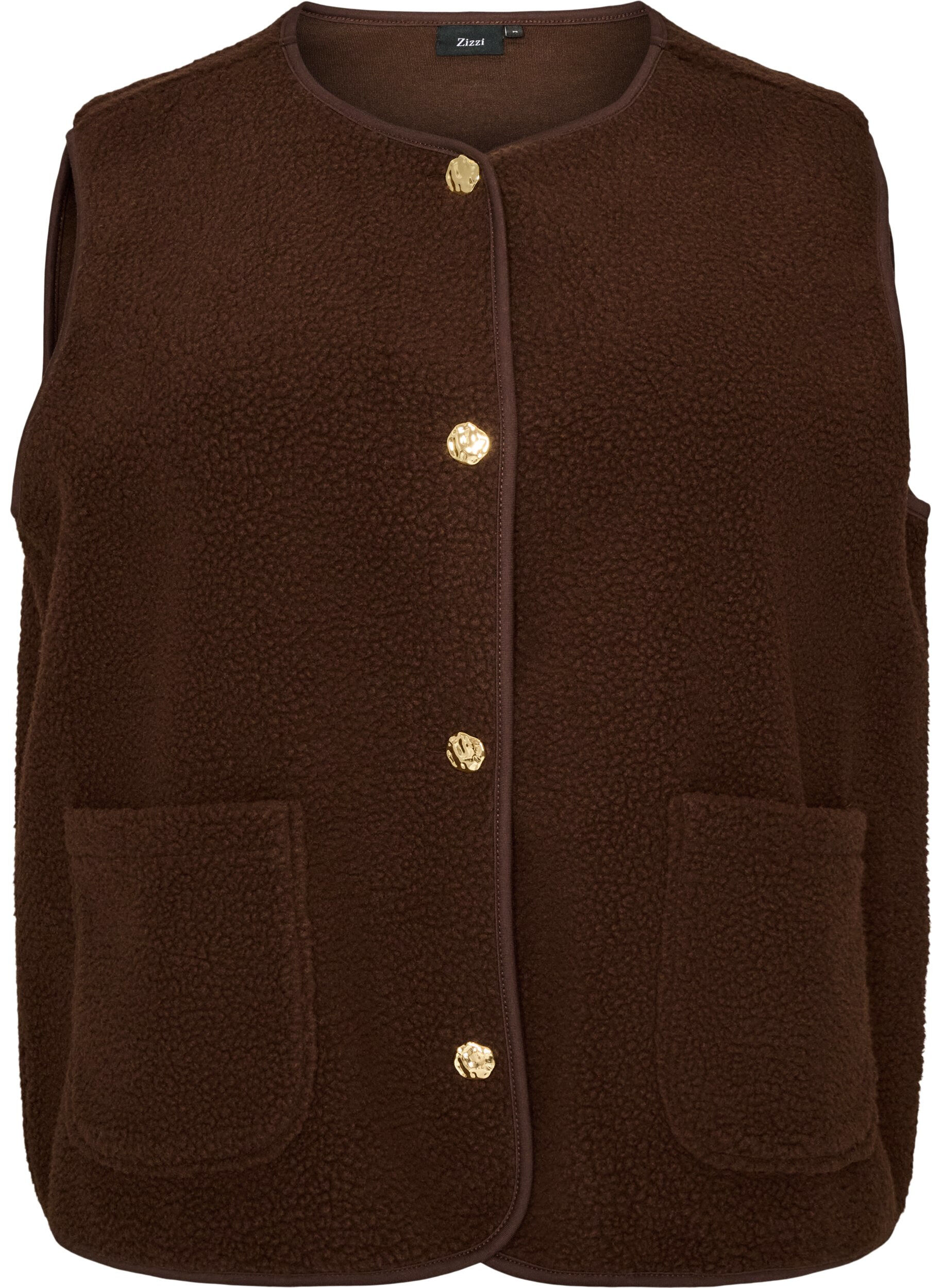 Teddy gilet met knopen en zakken