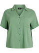 Katoenen mousseline blouse met korte mouwen, Groen, Packshot image number 0