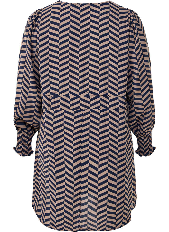 Jurk met strikceinturen in de taille, Blauw, Packshot image number 1