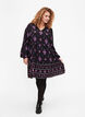 Viscose jurk met lange mouwen en print, Black Pink AOP, Model image number 2