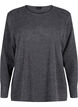 Melange Blouse met een rond halsje en lange mouw, Dark Grey, Packshot image number 0