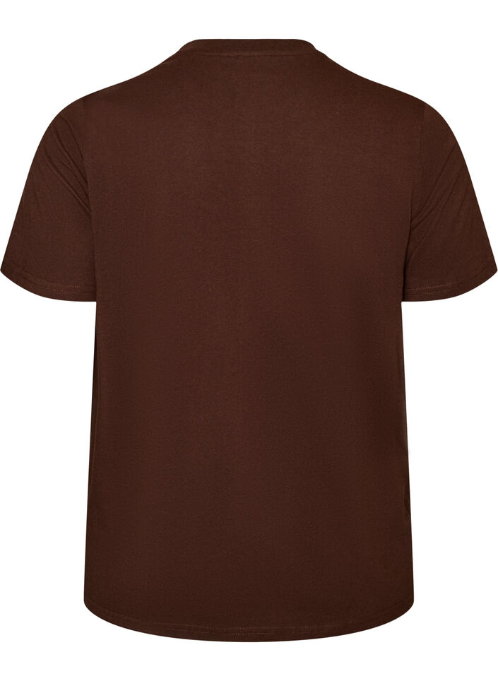 T-shirt van biologisch katoen met print, Bruin, Packshot image number 1