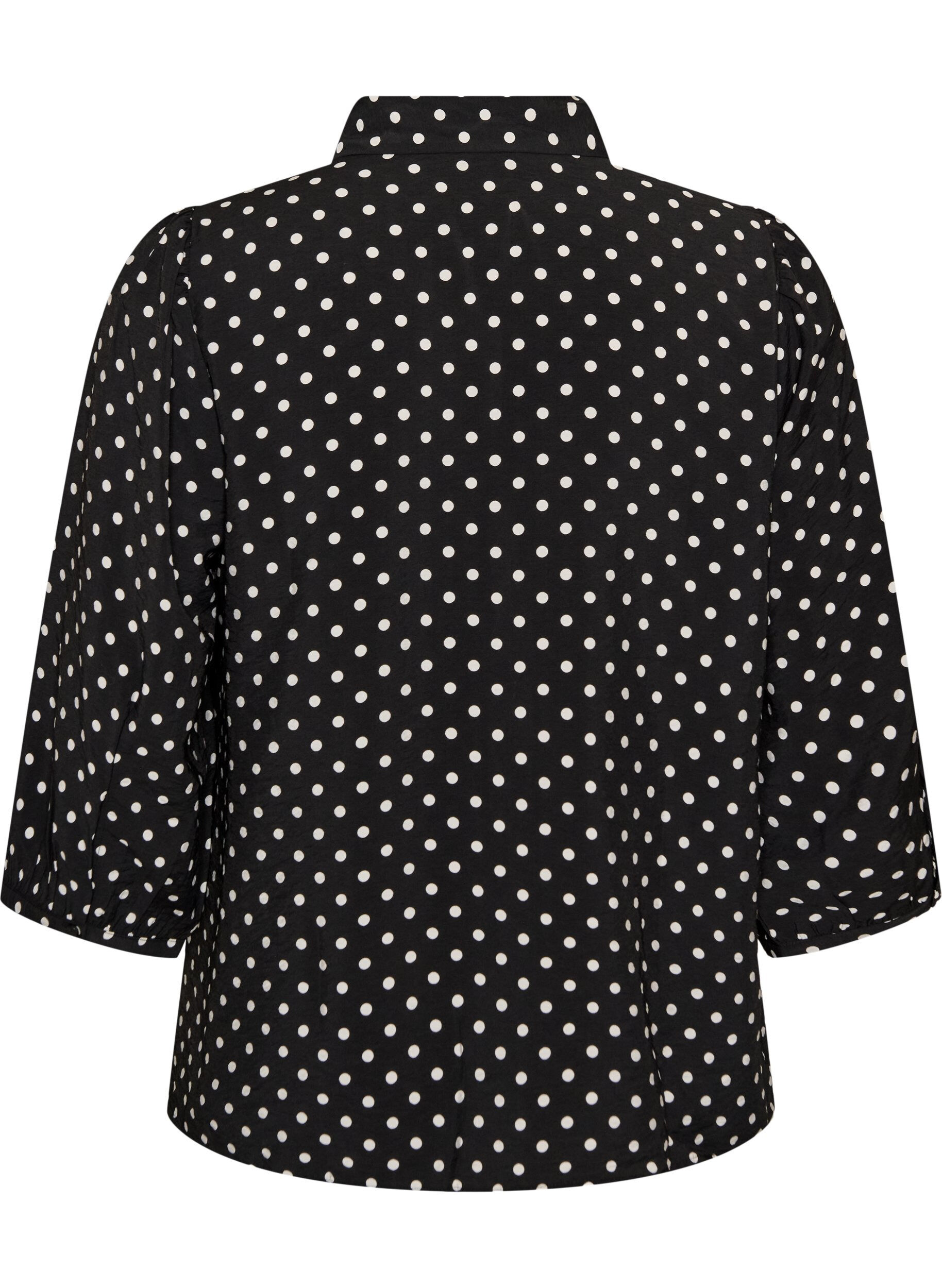 ZizziShirt met stippenpatroon en 3/4-mouwen, Zwart, Packshot image number 1