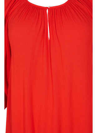 Viscose jurk met 3/4 mouwen, Fiery Red, Packshot image number 2
