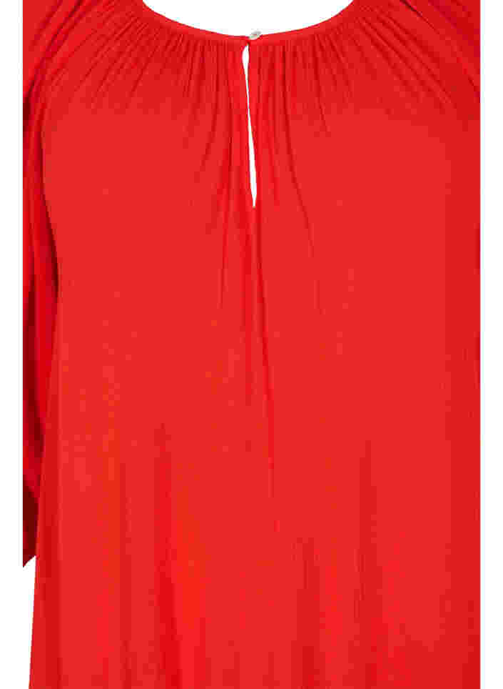Viscose jurk met 3/4 mouwen, Fiery Red, Packshot image number 2