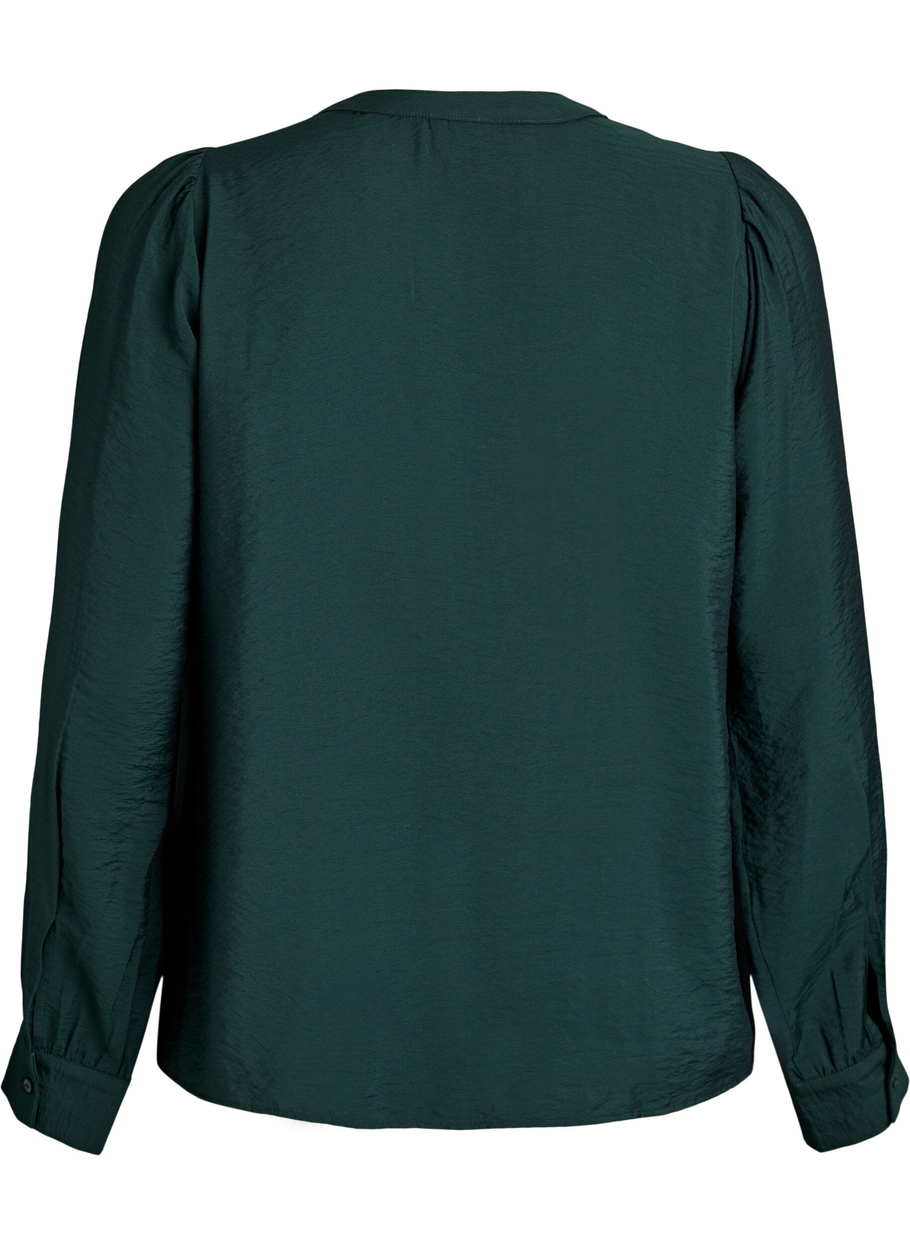 Zizzi Blouse met V-hals en geborduurde banden, Groen, Packshot image number 1