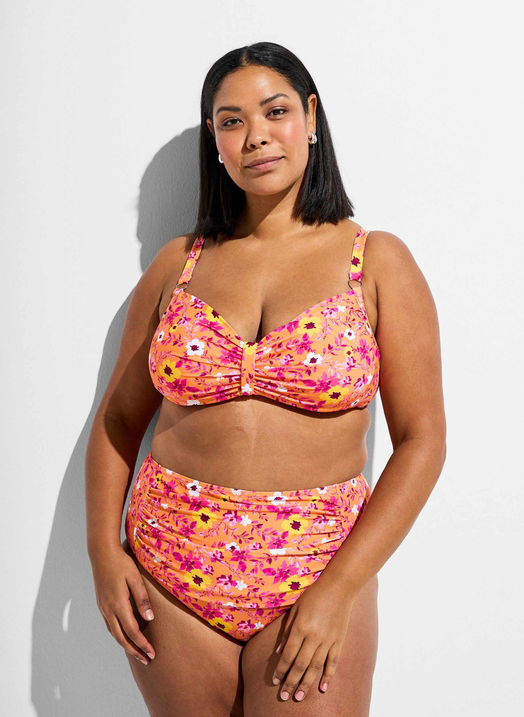 Hoge taille bikinibroekjes met patroon, Oranje, Model