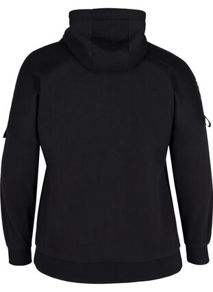 Sweatshirt met capuchon en rits, Black White, Packshot image number 1
