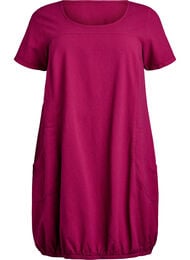 Katoenen jurk met korte mouwen, Rood