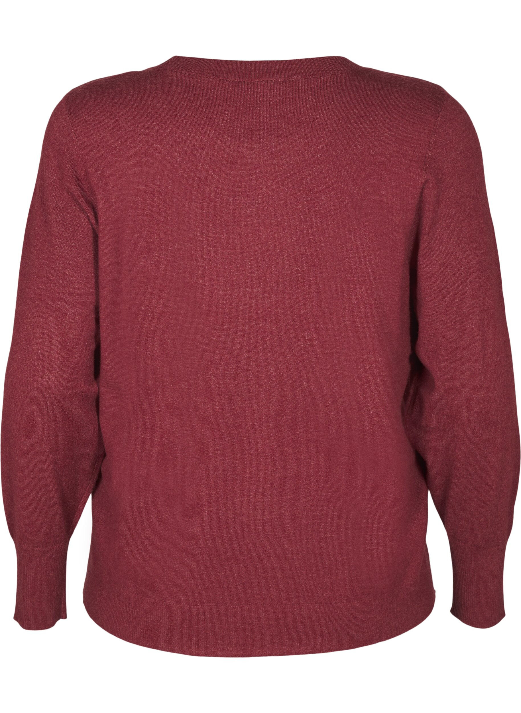 ZizziGebreide blouse met ronde hals, Rood, Packshot image number 1
