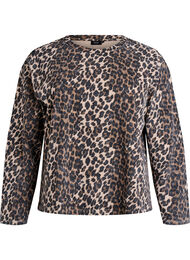 Gewassen sweatshirt met luipaardprint, Bruin