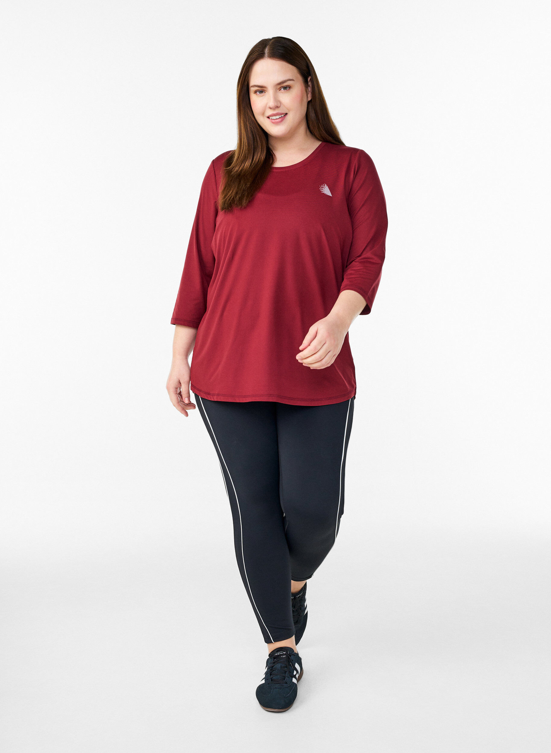 Zizzi Sporttop met 3/4 mouwen, Rood, Model image number 1