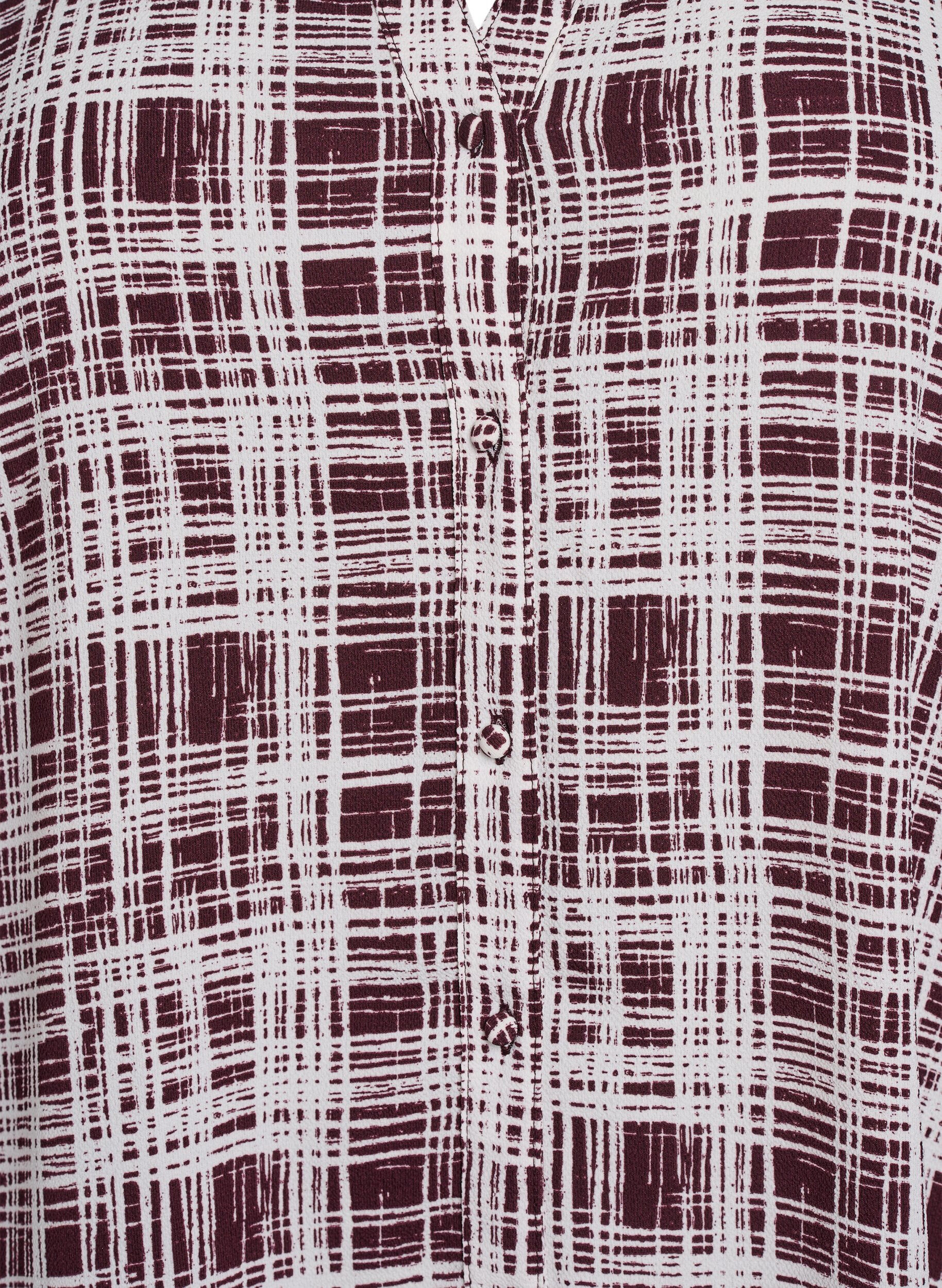 Zizzi A-lijn midi-jurk met korte mouwen, Donker Bordeaux, Packshot image number 2