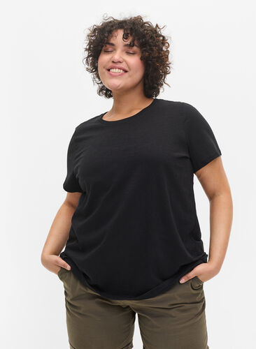 Set van 2 katoenen t-shirts met korte mouwen, Black, Model image number 0