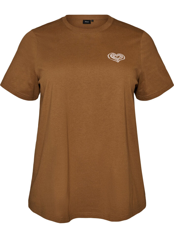 Katoenen T-shirt met print, Bruin, Packshot image number 0