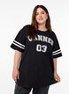 Sportief oversized college T-shirt, Zwart, Model image number 0