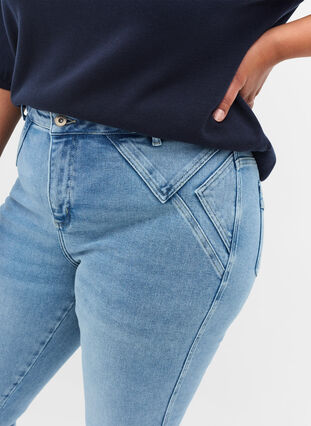 Super slim Amy jeans met opvallende stiksels, Light blue, Model image number 3