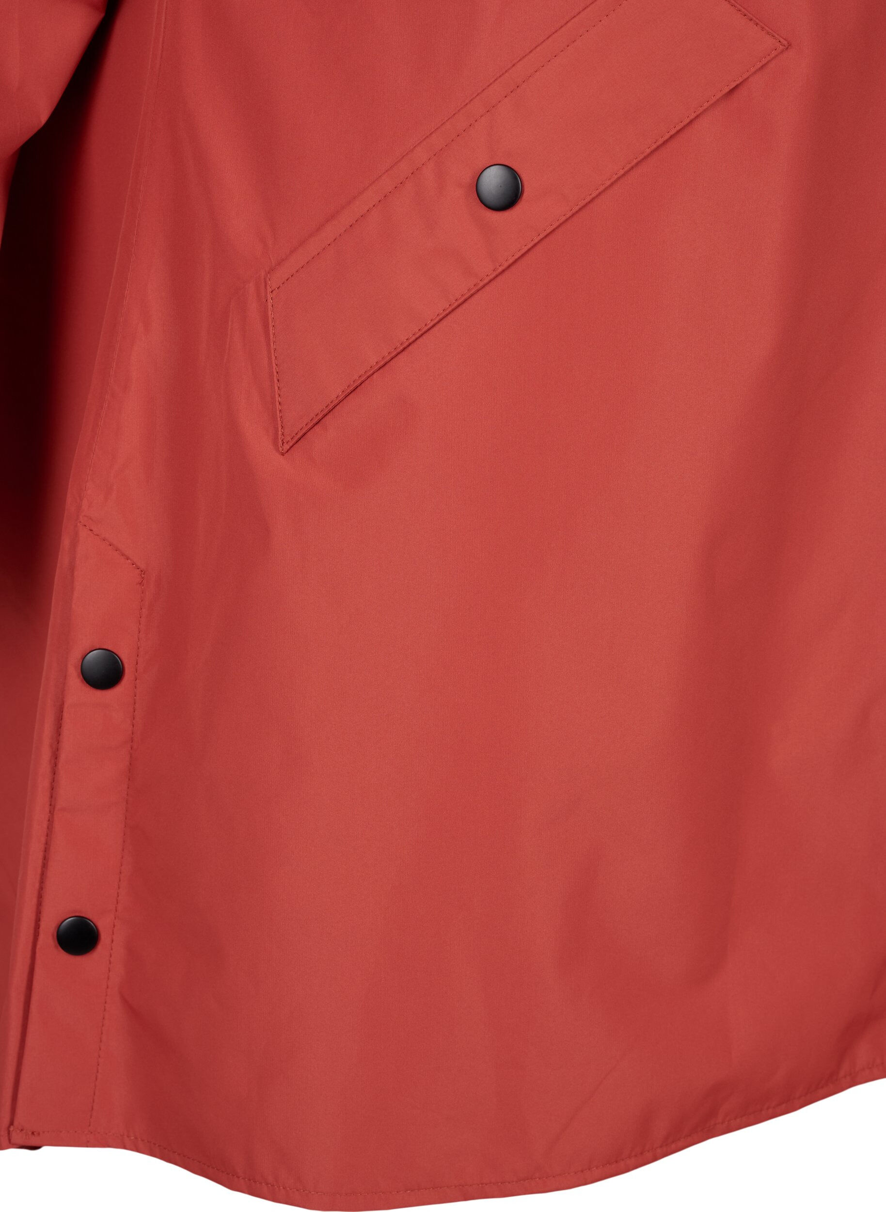 Zizzi Regenjas met zakken en capuchon, Rood, Packshot image number 3