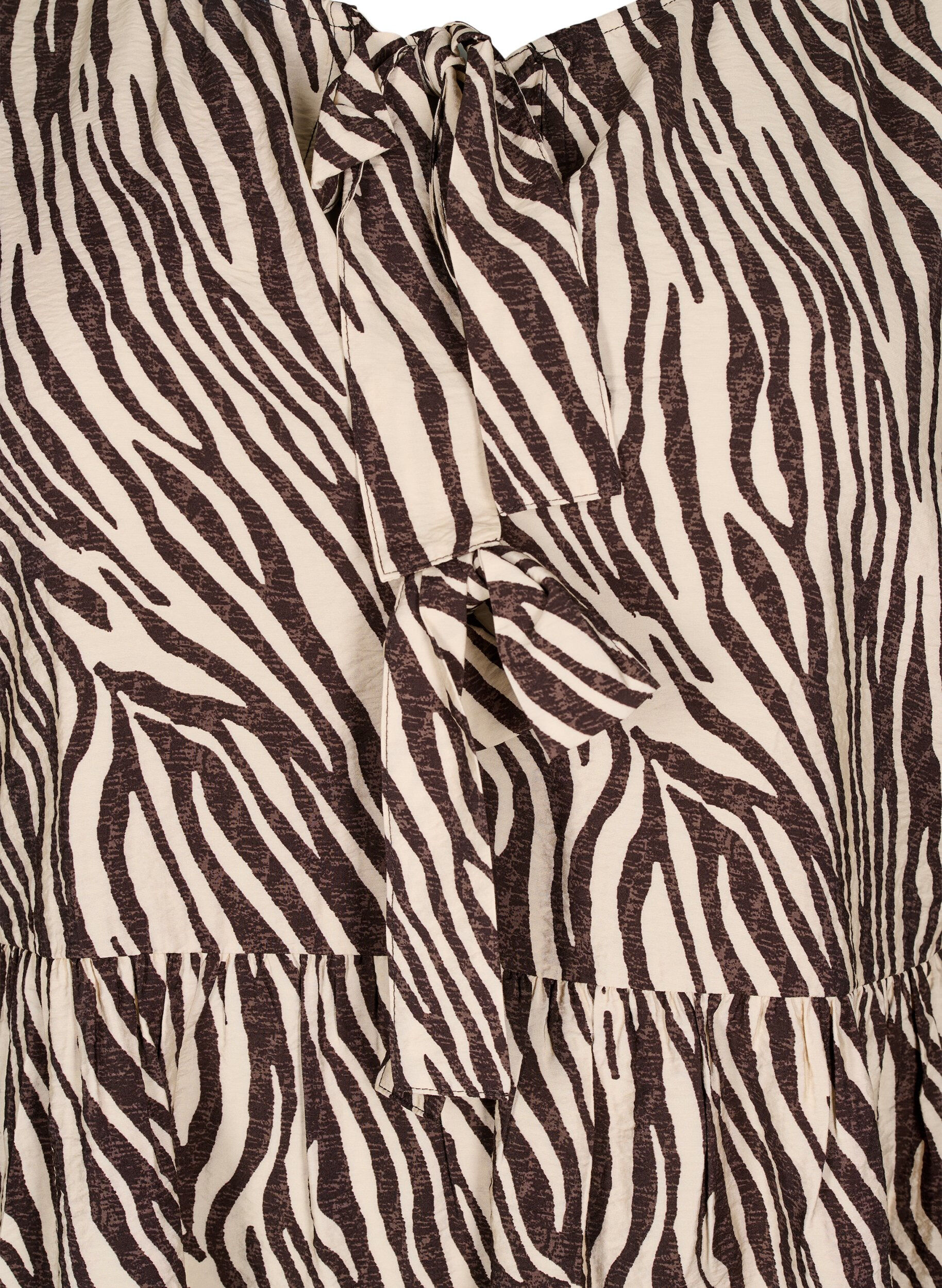 Zizzi Peplum blouse met strik en zebraprint, Bruin, Packshot image number 2