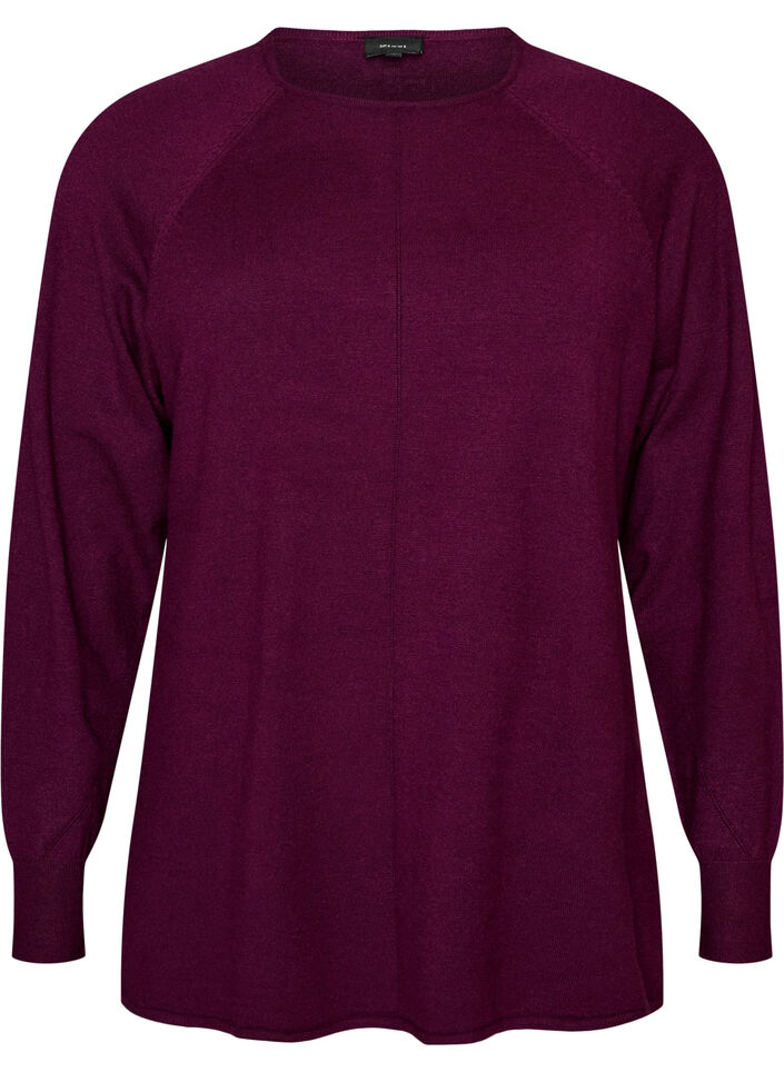 Gebreide top met ronde hals en ingebreid patroon, Rood, Packshot image number 0