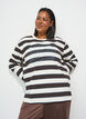 Gestreepte jerseyblouse met een sportieve tekstprint, Bruin, Model image number 0