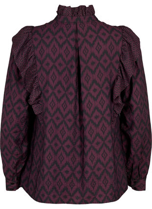 Shirt blouse in viscose met franjes details, Winetasting w. Black, Packshot image number 1
