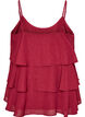 Gelaagde top met ruches en spaghettibandjes, Rood, Packshot image number 1
