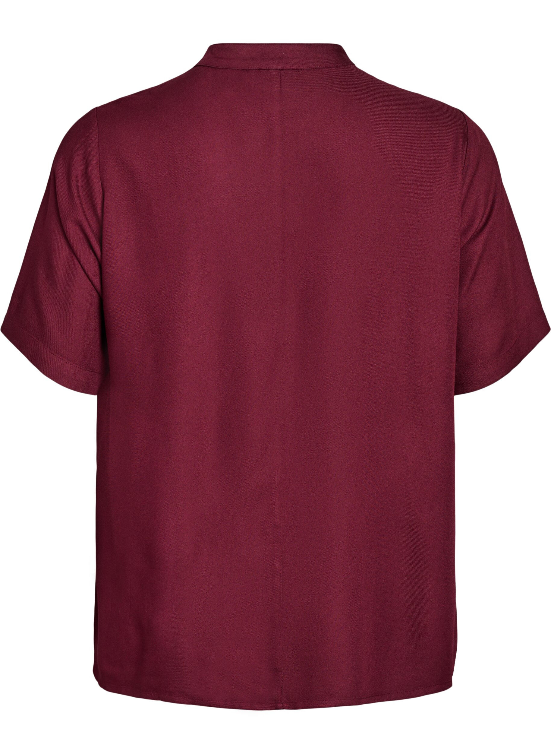 Zizzi Blouse met korte mouwen en diagonale knoopsluiting, Rood, Packshot image number 1