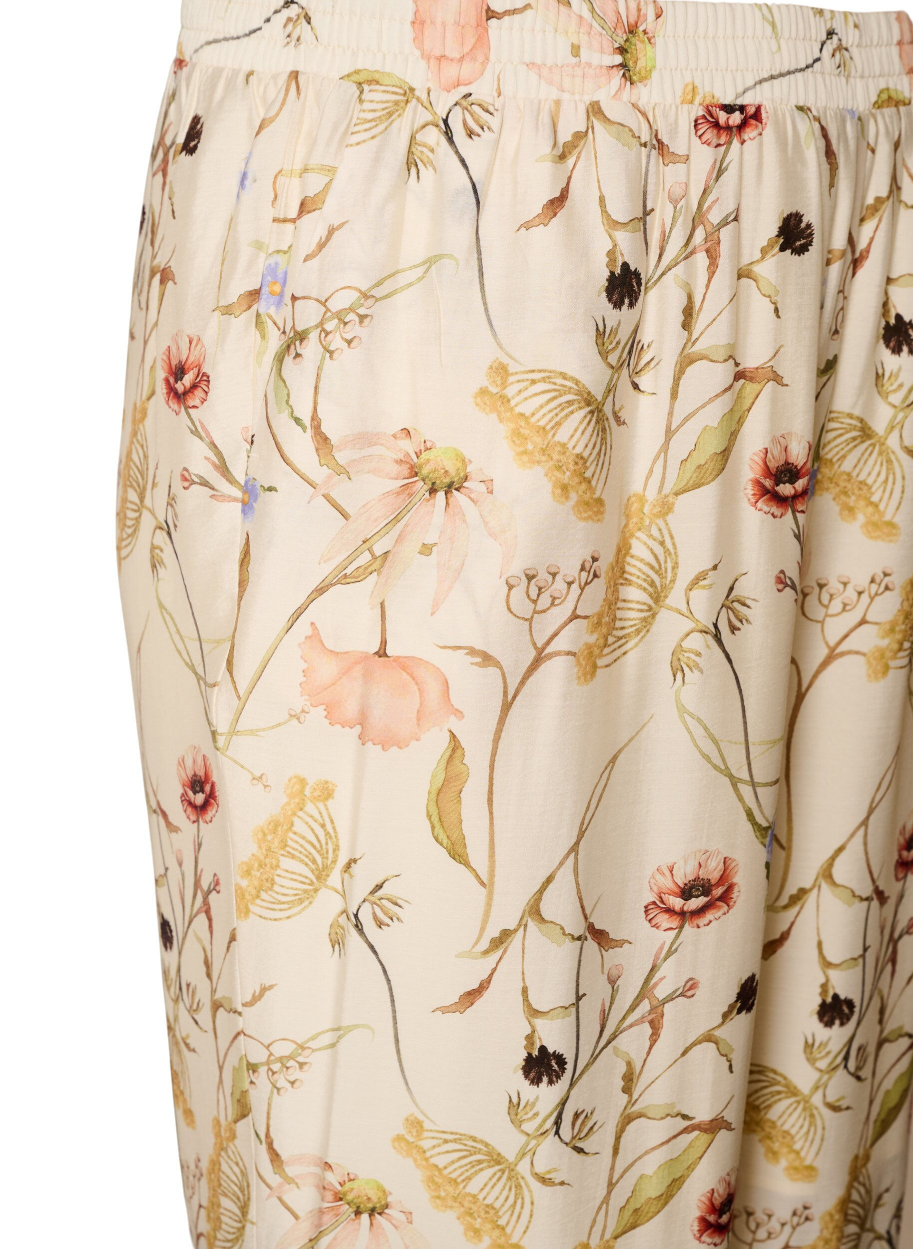 ZizziHigh-waist viscose broek met bloemenprint, Beige, Packshot image number 2