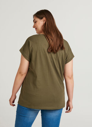 T-shirt met mix van katoen, Ivy Green, Model image number 1