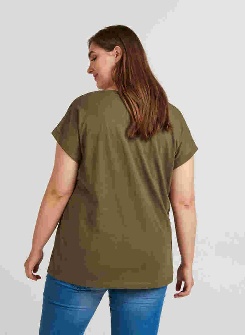 T-shirt met mix van katoen, Ivy Green, Model image number 1