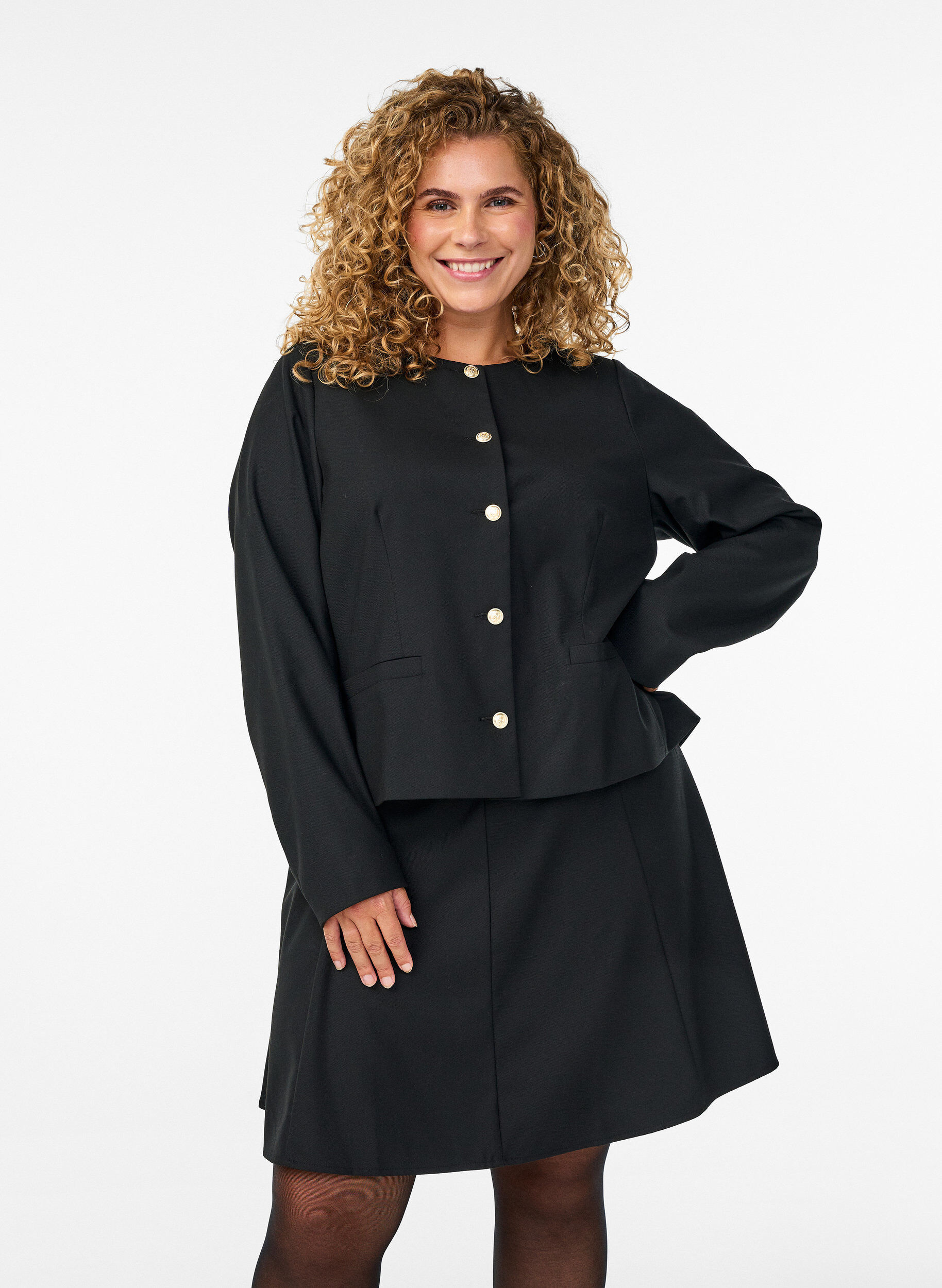 Korte A-lijn rok, Zwart, Model