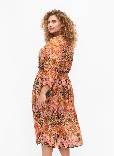 Midi-jurk met print, smock en 3/4-mouwen, Colorful Ethnic, Model image number 1