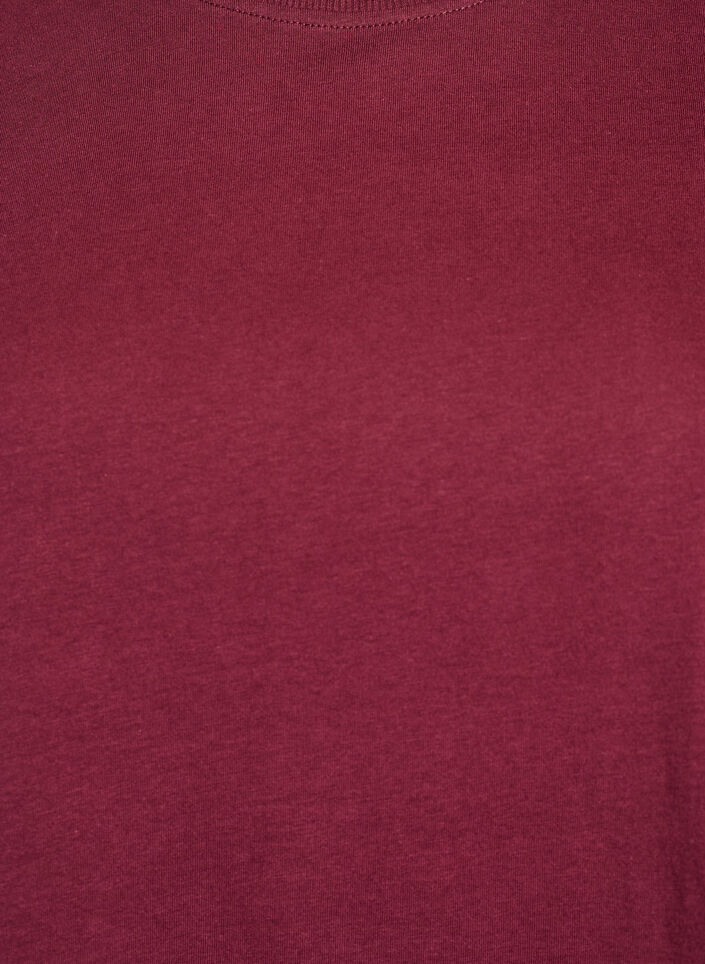 Basic katoenen T-shirt met ronde hals, Donker Bordeaux, Packshot image number 2