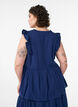 Mouwloze blouse van katoen mousseline met ruches, Blauw, Model image number 2