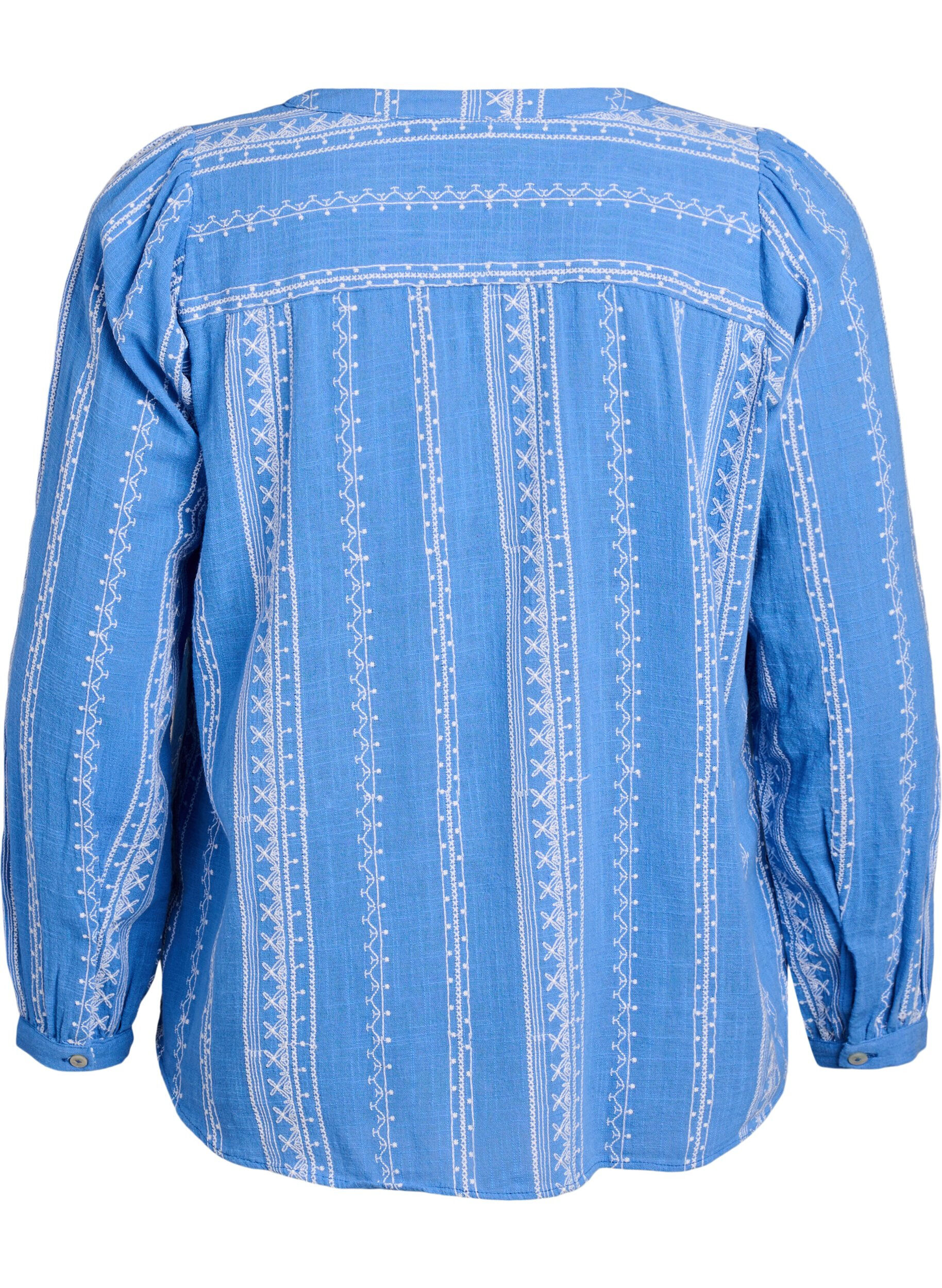Zizzi Blouse met geborduurd patroon, Blauw, Packshot image number 1