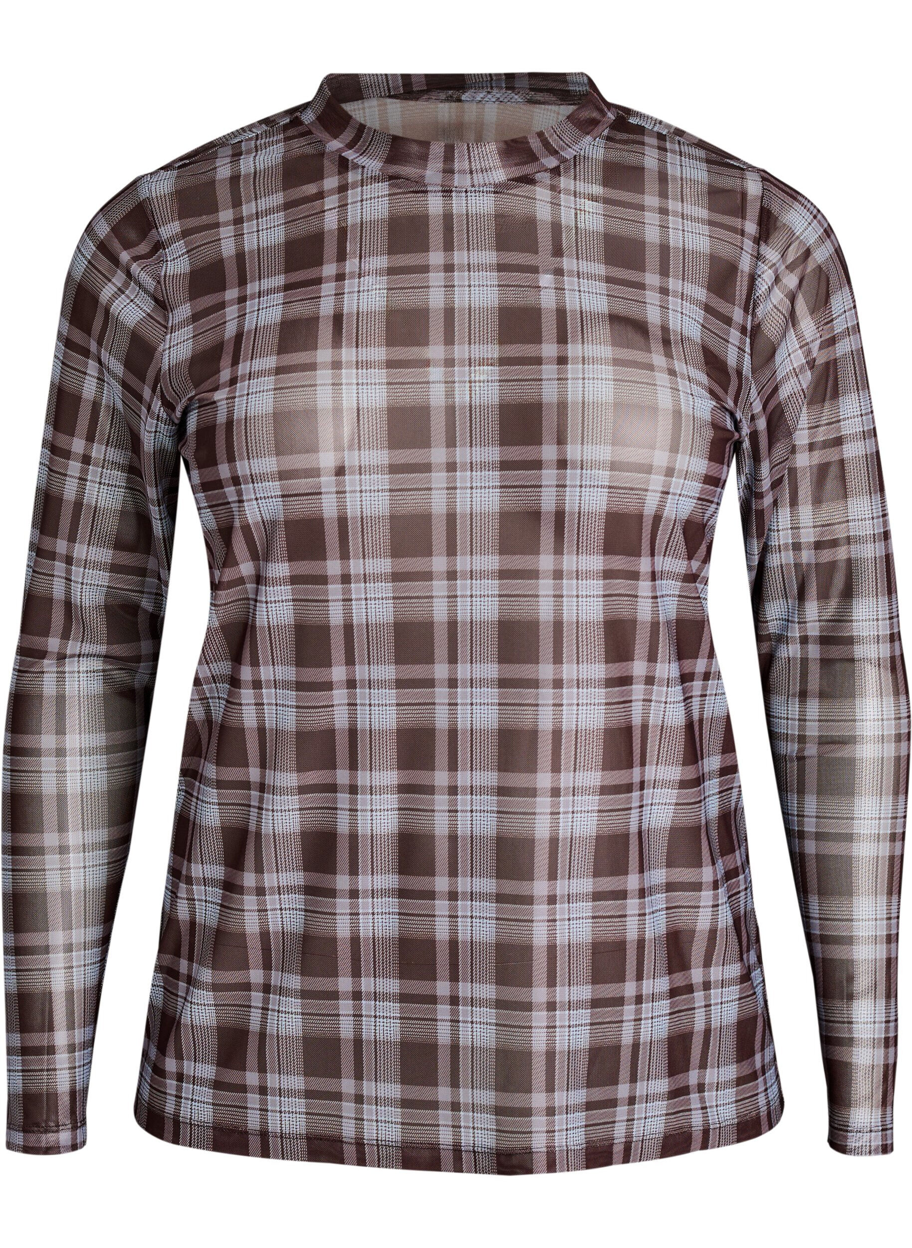 Geruite mesh blouse