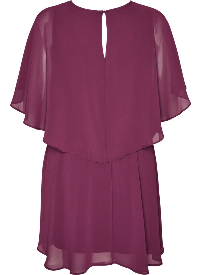 Korte chiffon feestjurk met gelaagd effect, Rood, Packshot image number 1