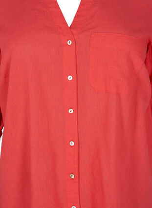 Shirtblouse met knoopsluiting van katoen-linnenmix, Hibiscus, Packshot image number 2