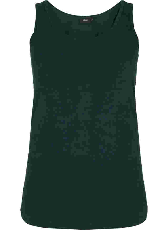 Effen gekleurd basic top in katoen, Scarab, Packshot image number 0