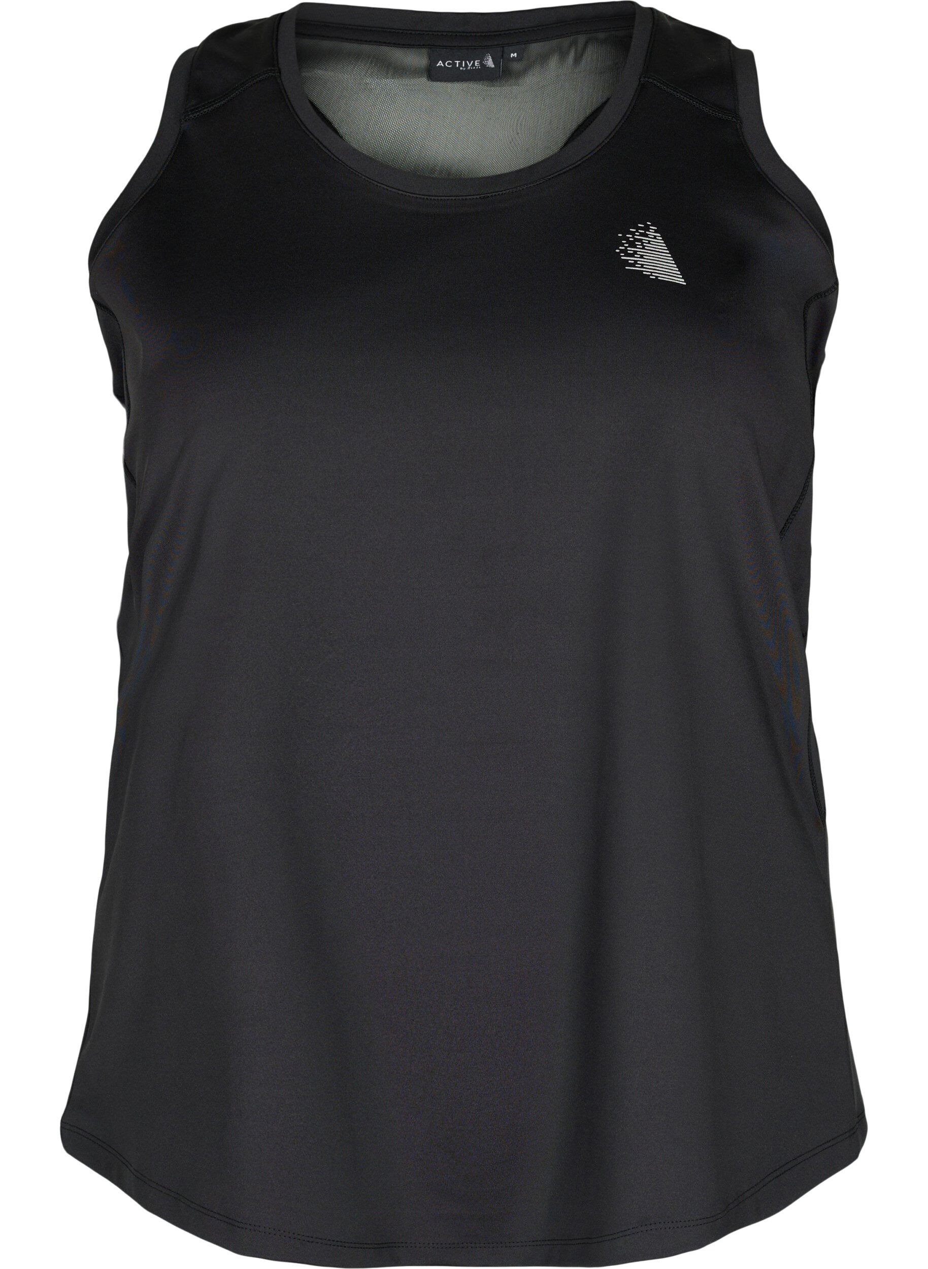 Zizzi Sporttop met racerback rug en mesh, Black, Packshot image number 0