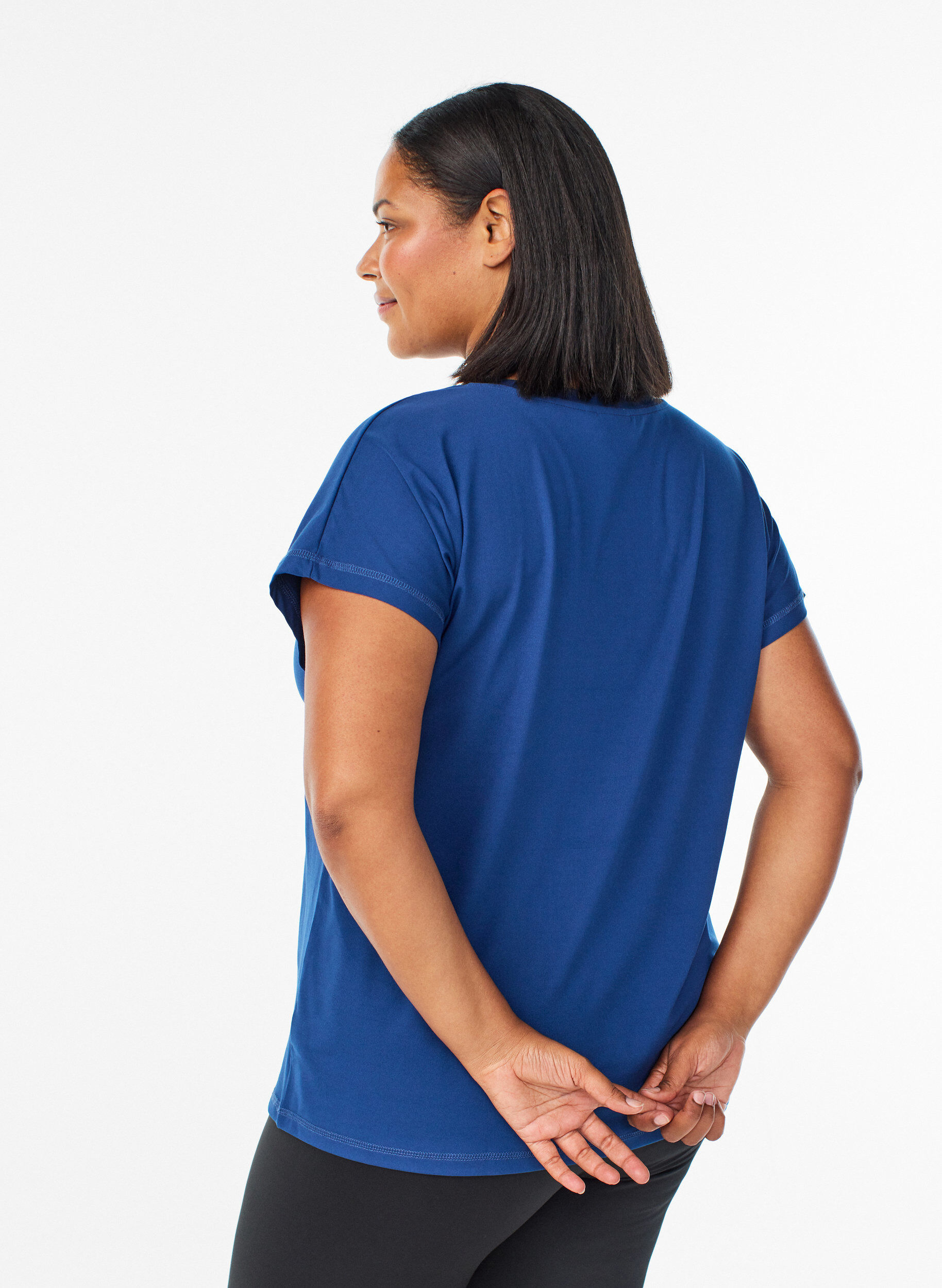 ZizziLosvallend sport T-shirt met V-hals, Blauw, Model image number 2