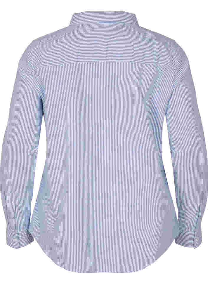 Katoenen blouse met lange mouwen, Blue Striped, Packshot image number 1