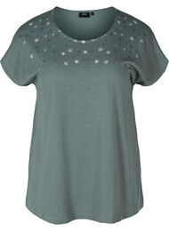 Katoenen t-shirt met korte mouwen en sterretjes, Balsam Green STARS