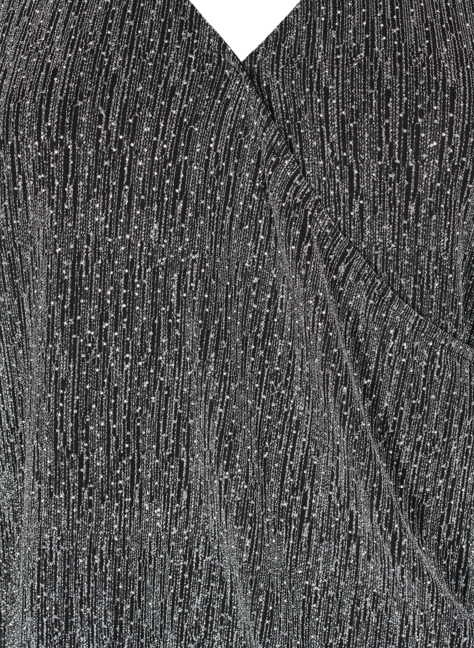 Zizzi Wikkel-look glitter partytop, Zwart, Packshot image number 2