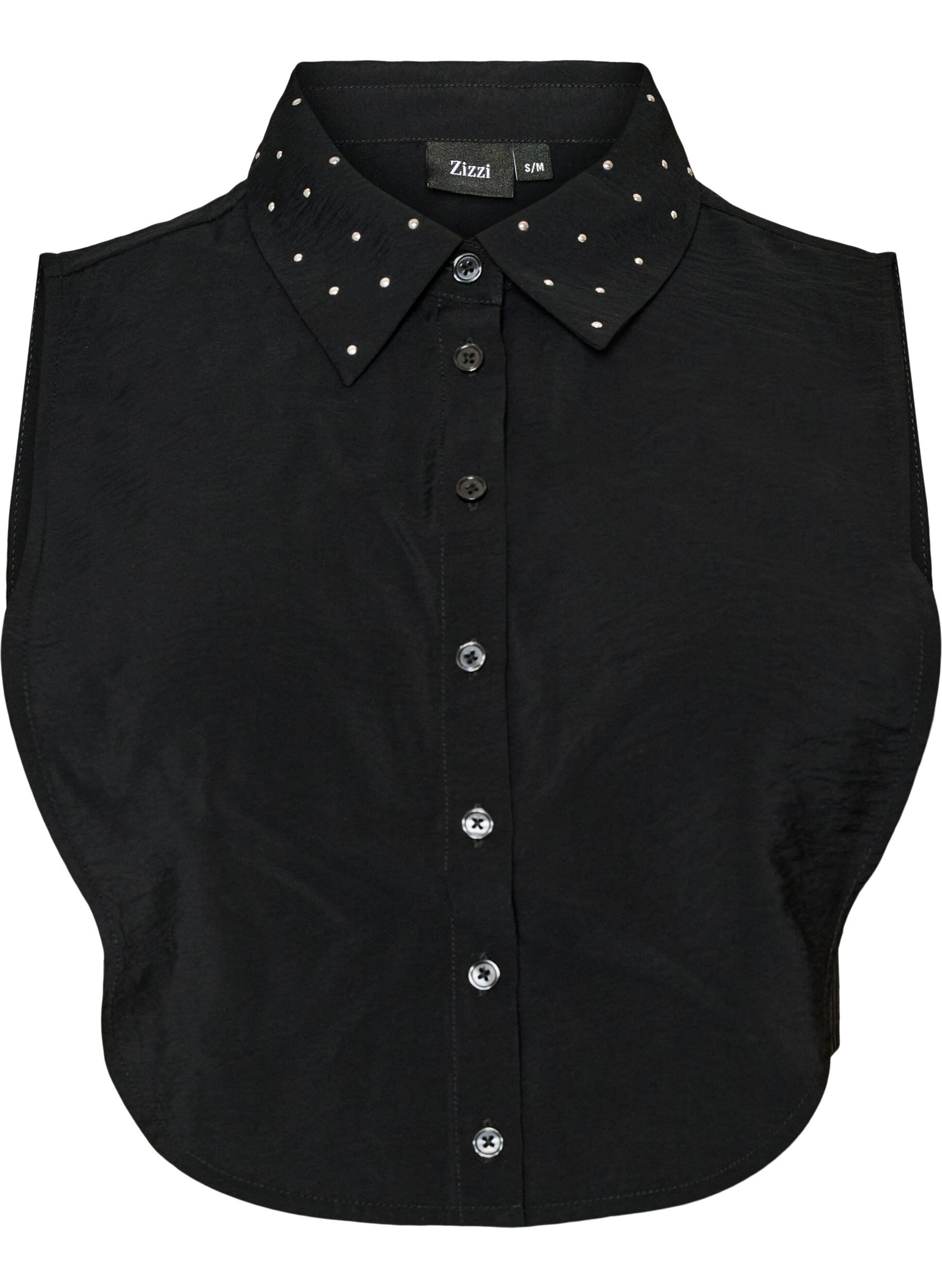 ZizziKraaginzet met rhinestones en knopen, Zwart, Packshot image number 0