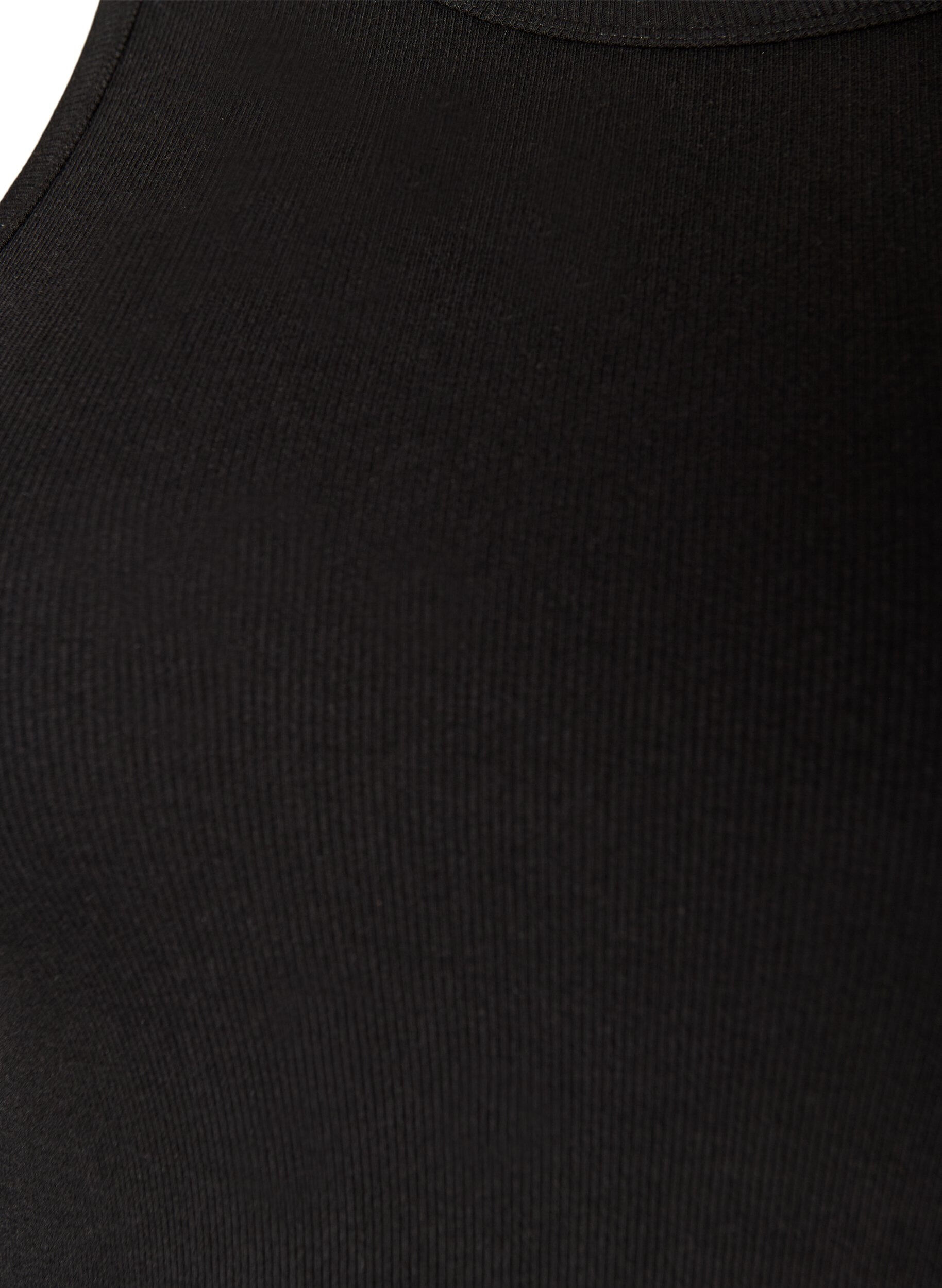 ZizziKatoenen ribtop met hoge hals, Zwart, Packshot image number 2
