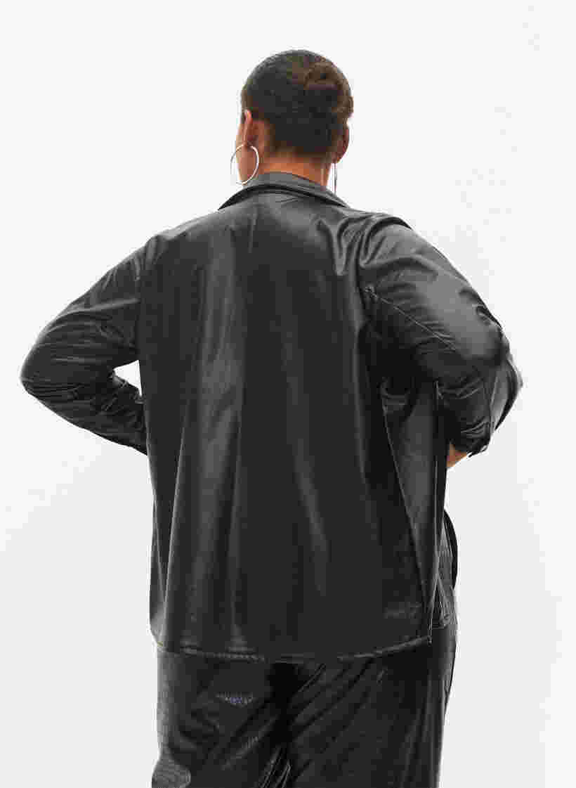 Imitatieleren overhemd, Black, Model image number 1