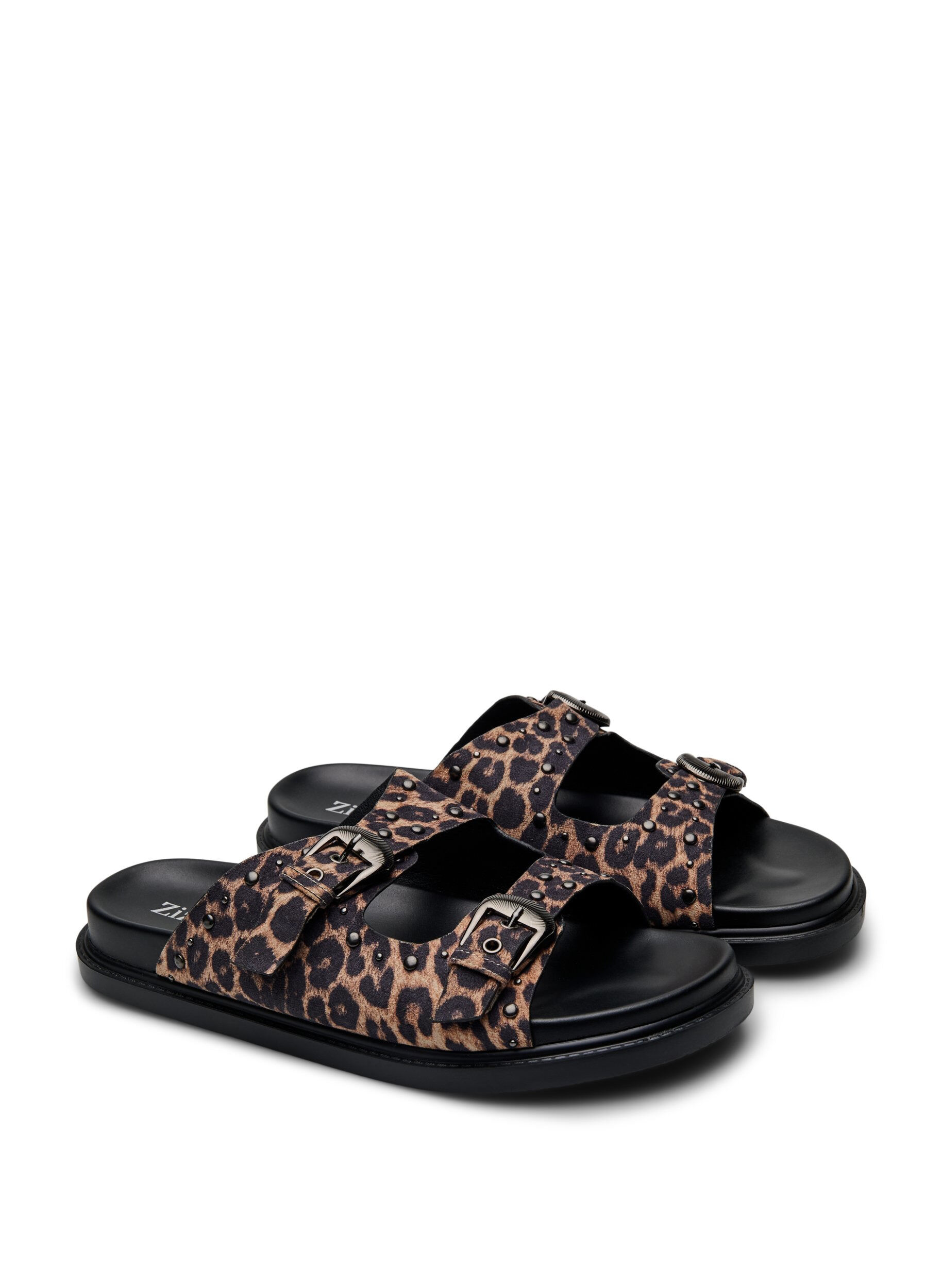Zizzi Wide fit - Sandalen met studs, Bruin, Packshot image number 1