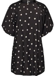 Korte viscose jurk met ballonmouwen, 9990